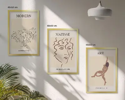 Tavelset med ramar snygg grafik med blommor och karaktärer