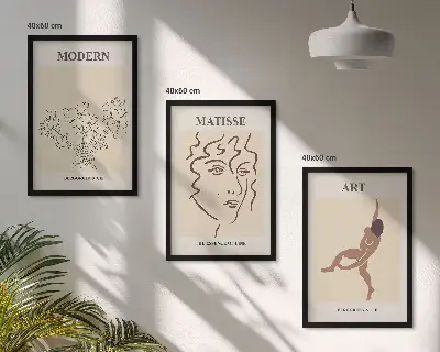 Tavelset med ramar snygg grafik med blommor och karaktärer