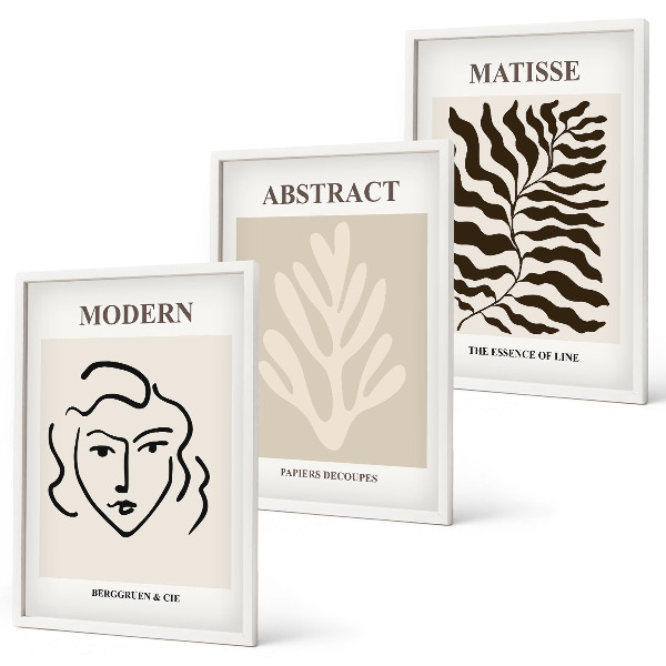 Set om 3 tavlor Ansiktsbladkonst Matisse