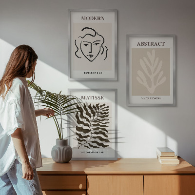 Set om 3 tavlor Ansiktsbladkonst Matisse