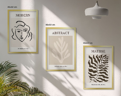 Set om 3 tavlor Ansiktsbladkonst Matisse