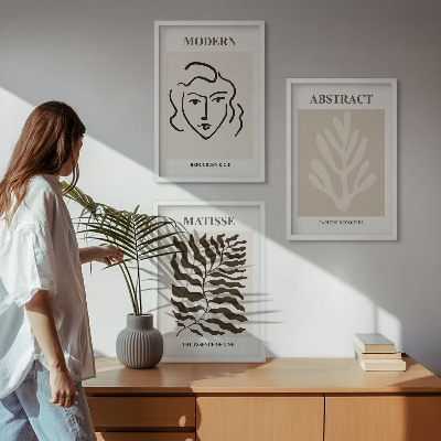 Set om 3 tavlor Ansiktsbladkonst Matisse
