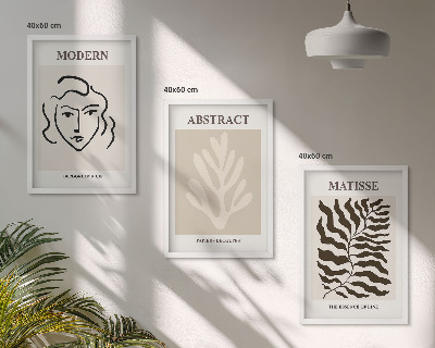 Set om 3 tavlor Ansiktsbladkonst Matisse