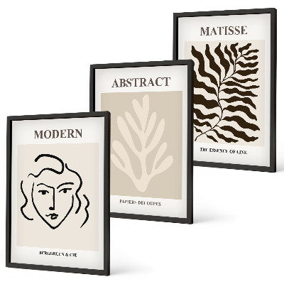Set om 3 tavlor Ansiktsbladkonst Matisse