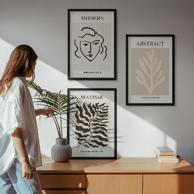 Set om 3 tavlor Ansiktsbladkonst Matisse