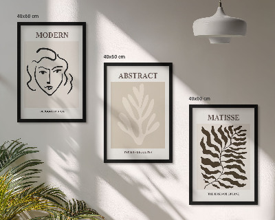 Set om 3 tavlor Ansiktsbladkonst Matisse