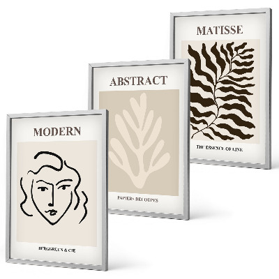 Set om 3 tavlor Ansiktsbladkonst Matisse