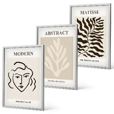 Matisse ansikts- och bladkonst set om 3 tavlor