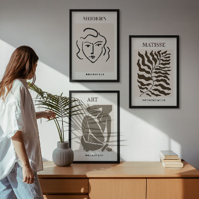 Tavelset ovanför soffa Snygg grafik, linjer, karaktärer