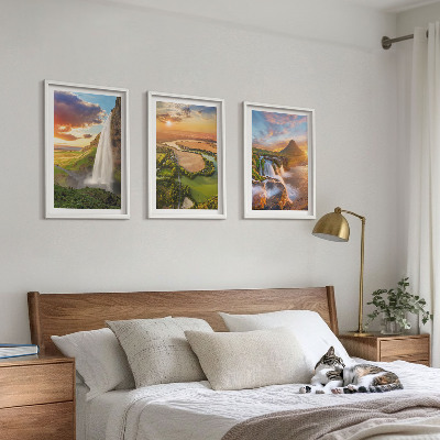 Tavelpaket med ramar Vattenfallslandskap västerut