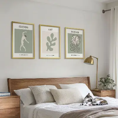 Abstrakta växtfigurer set om 3 tavlor