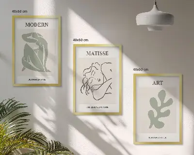 Tavelvägg med ramar med snygg design av växtkaraktärer