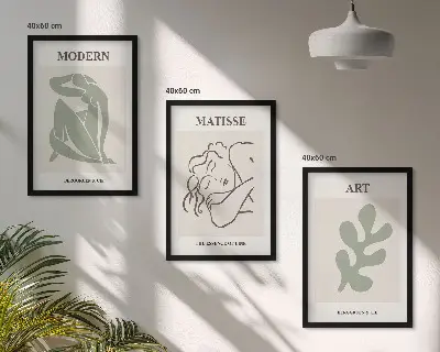 Tavelvägg med ramar med snygg design av växtkaraktärer