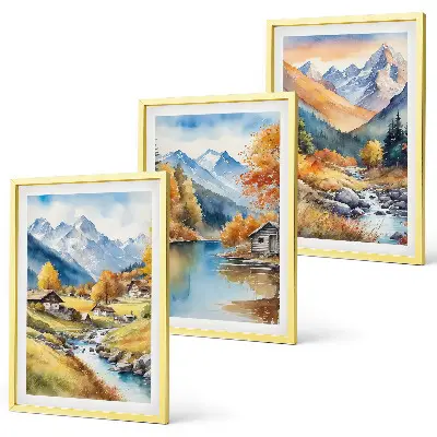 Höstens berg, flodhus set om 3 tavlor