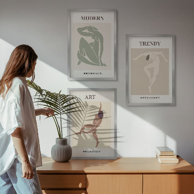 Set om 3 tavlor Snygga karaktärer i minimalism