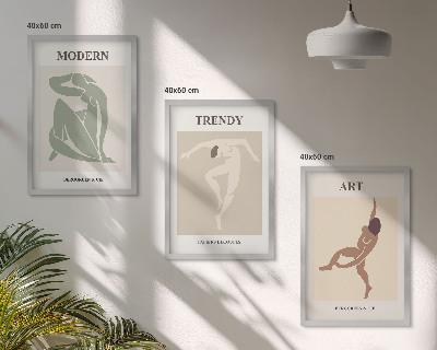 Set om 3 tavlor Snygga karaktärer i minimalism