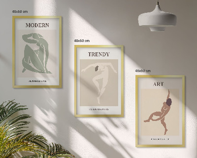 Set om 3 tavlor Snygga karaktärer i minimalism