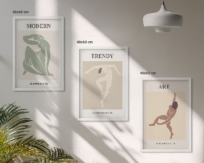 Set om 3 tavlor Snygga karaktärer i minimalism
