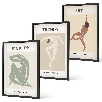 Set om 3 tavlor Snygga karaktärer i minimalism