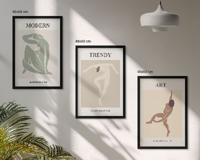 Set om 3 tavlor Snygga karaktärer i minimalism