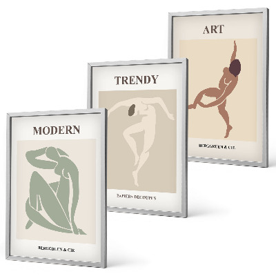 Set om 3 tavlor Snygga karaktärer i minimalism