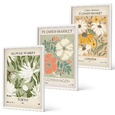 Tavelpaket med ramar Blommotiv från städer runt om i världen