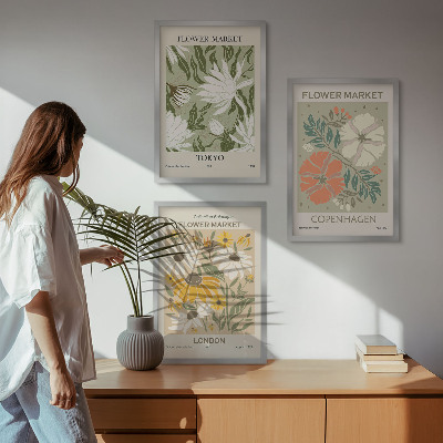 Tavelpaket med ramar Blommotiv från städer runt om i världen
