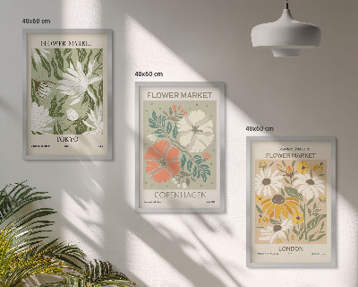 Tavelpaket med ramar Blommotiv från städer runt om i världen