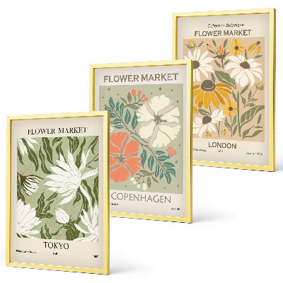 Tavelpaket med ramar Blommotiv från städer runt om i världen