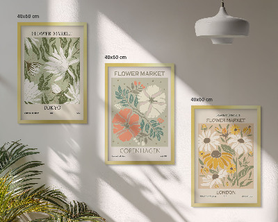 Tavelpaket med ramar Blommotiv från städer runt om i världen