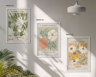 Tavelpaket med ramar Blommotiv från städer runt om i världen