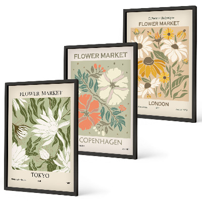 Tavelpaket med ramar Blommotiv från städer runt om i världen