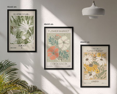 Tavelpaket med ramar Blommotiv från städer runt om i världen