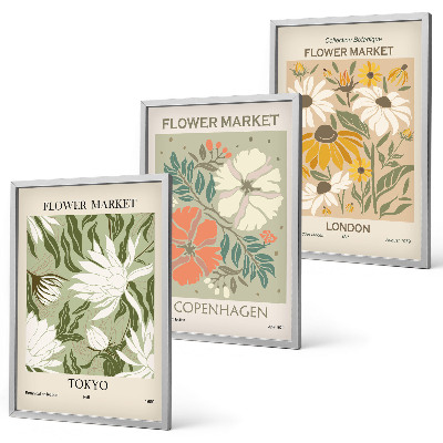 Tavelpaket med ramar Blommotiv från städer runt om i världen