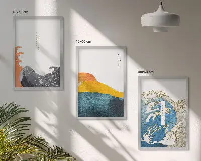 Tavelset motiv vågor i japansk stil tavelset för vägg ovanför soffa