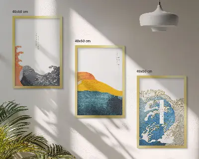Tavelset motiv vågor i japansk stil tavelset för vägg ovanför soffa