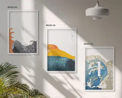 Tavelset motiv vågor i japansk stil tavelset för vägg ovanför soffa