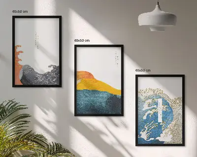 Tavelset motiv vågor i japansk stil tavelset för vägg ovanför soffa
