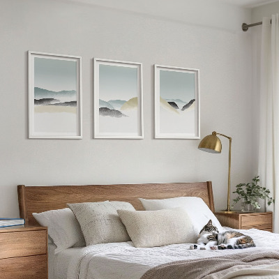 Tavelpaket med ramar Minimalistiska pastellfärgade berg