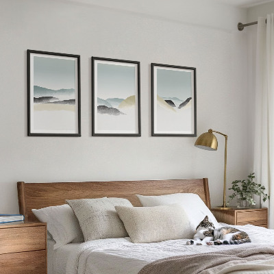 Tavelpaket med ramar Minimalistiska pastellfärgade berg