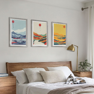 Tavelset ovanför soffa Färgglada berg flod abstraktion