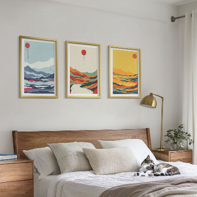 Tavelset ovanför soffa Färgglada berg flod abstraktion