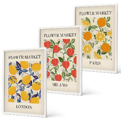 Tavelpaket med ramar Blommaffischer i städer