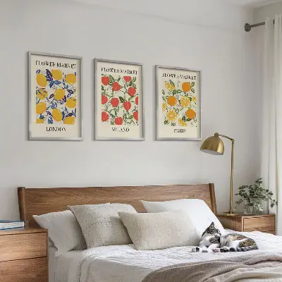 Blommaffischer med stadstema tavelväggar inklusive ramar