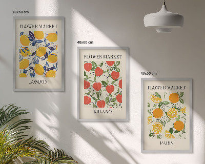 Tavelpaket med ramar Blommaffischer i städer