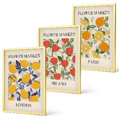 Tavelpaket med ramar Blommaffischer i städer