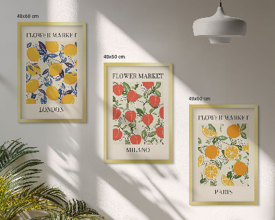 Tavelpaket med ramar Blommaffischer i städer