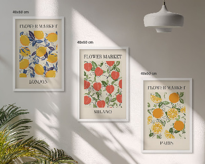 Tavelpaket med ramar Blommaffischer i städer