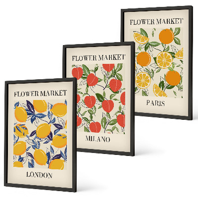 Tavelpaket med ramar Blommaffischer i städer