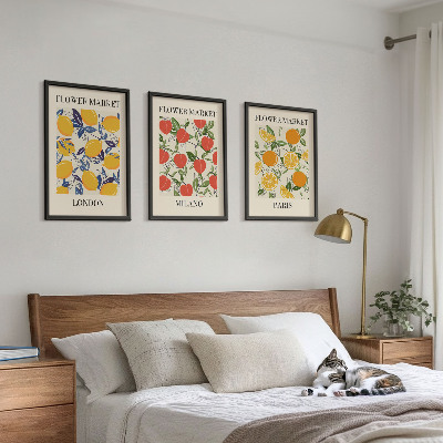 Tavelpaket med ramar Blommaffischer i städer